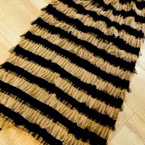 Layered long beige and black tulle skirt